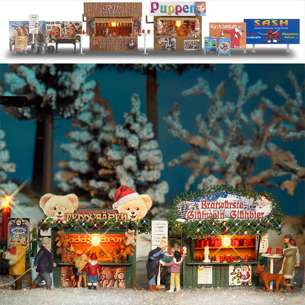 Busch 1060 2 Weihnachtsbuden mit Zubehör, H0