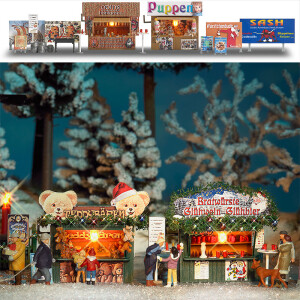 Busch 1060 2 Weihnachtsbuden mit Zubehör, H0