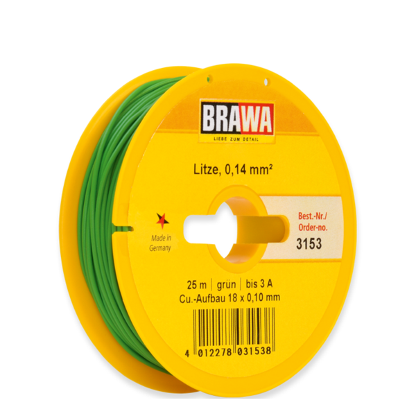 Brawa 3153 Schaltlitze 0,14mm², 25 m, grün