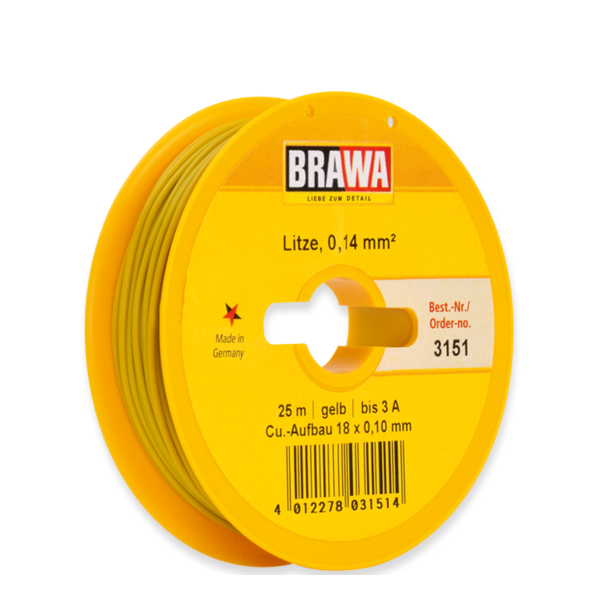 Brawa 3151 Schaltlitze 0,14mm², 25 m, gelb