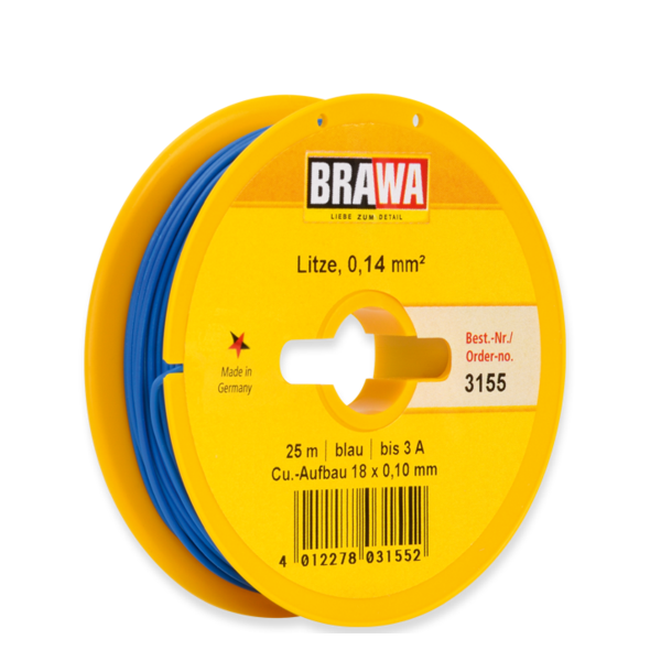 Brawa 3155 Schaltlitze 0,14mm², 25 m, blau