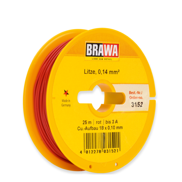 Brawa 3152 Schaltlitze 0,14mm², 25 m, rot