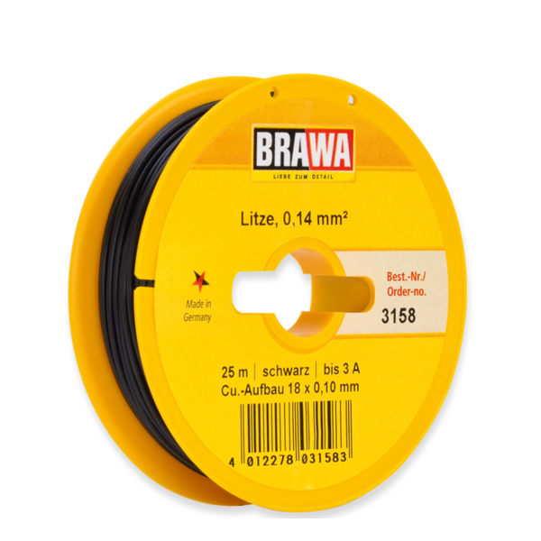 Brawa 3158 Schaltlitze 0,14mm², 25 m, schwarz