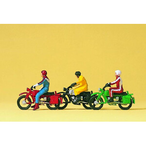 Preiser 10081 Motorradfahrer auf Hercules, H0