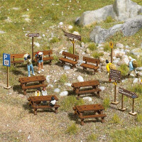Busch 1484 Wooden outdoor furniture set, H0