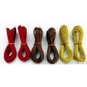 6 x 10m Kupferlitze LIYv 0,14mm² braun / rot / gelb