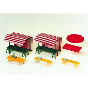 Preiser 17500 Marktstände, Marktschirme, Bausatz, H0