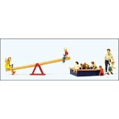 Preiser 10587 Children at play with seesaw and sandpit, H0