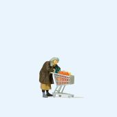 Preiser 29095 Homeless woman with shopping cart, H0