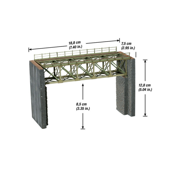 Noch 67010 Steel Bridge with bridgeheads, Laser-Cut kit, H0