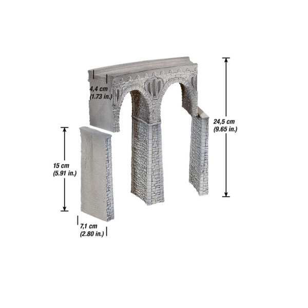Noch 58665 Quarrystone Viaduct, curved, handpainted, H0