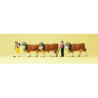 Preiser 10404 Cowherd, herd of cows, H0