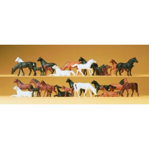 Preiser 14407 Horses, 26 figures, H0