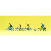 Preiser 10507 Cyclists, bicycle trailer, H0