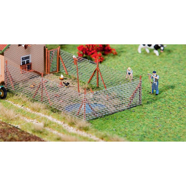 Faller 180414 Maschendrahtzaun mit Holzpfosten, Länge 34 cm, H0