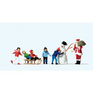 Preiser 10626 Santa Claus, children, snowman, H0