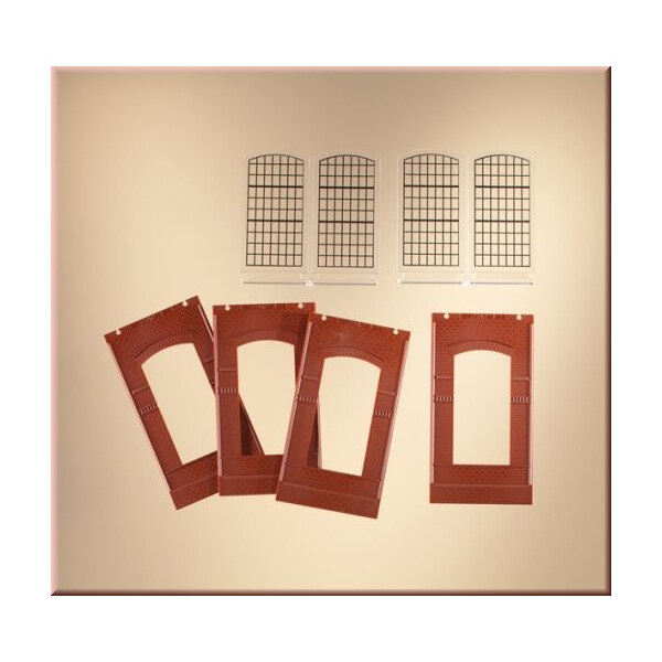 Auhagen 80510 Walls 2342J red, industrial windows, H0