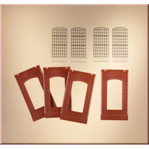 Auhagen 80510 Walls 2342J red, industrial windows, H0