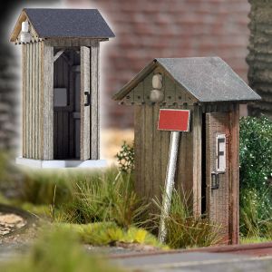 Busch 1428 Wooden trackside telephone booth, H0