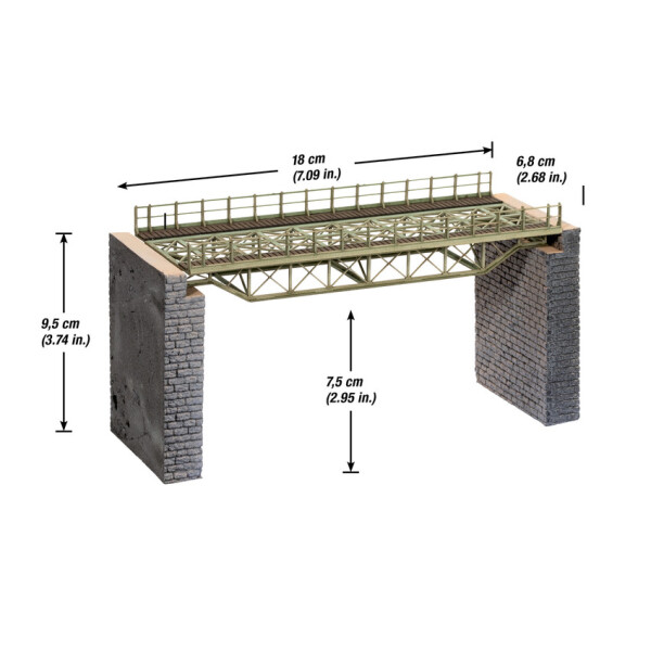 Noch 67024 Bridge deck, straight, with bridgeheads, Laser-Cut kit, H0