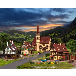 Vollmer 47734 Church and Timber Framed Houses, N