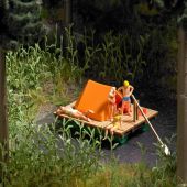 Busch 1564 Wooden Raft with Tent, H0