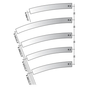 Tillig 82121 Gebogenes Gleis R3 - 490 mm/22,5°, H0