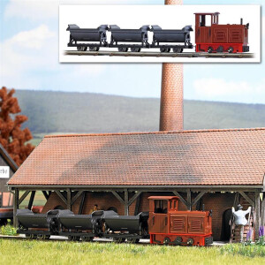 Busch 12006 Feldbahn Start-Set mit drei Kipploren, H0f
