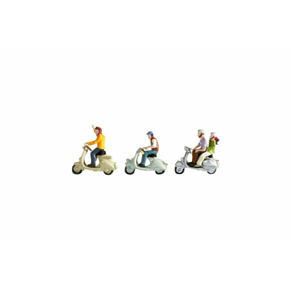 Noch 15910 Motorrollerfahrer, 4 Figuren + Zubehör, H0