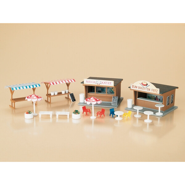 Auhagen 11352 Snack stand and market stalls, H0