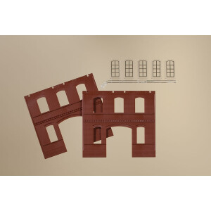 Auhagen 80523 2391C walls in red, industrial window L, H0