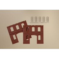 Auhagen 80523 2391C walls in red, industrial window L, H0