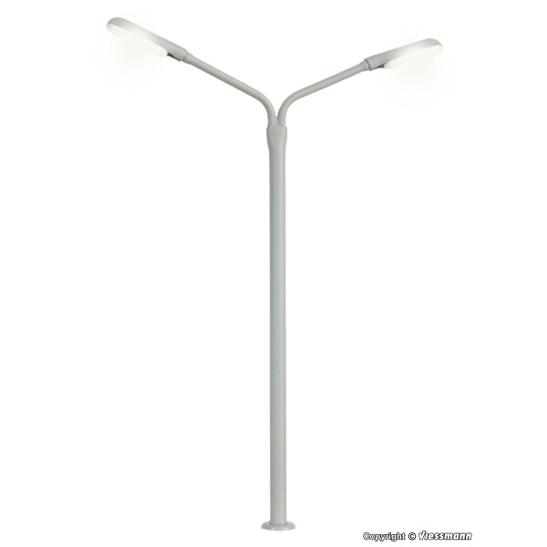 Viessmann 6995 Peitschenleuchte doppelt, LED weiß, 75 mm hoch, TT