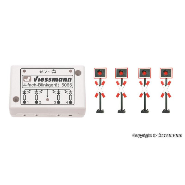 Viessmann 5800 St. Andrew`s cross, 4 pieces with blinker electronics, N