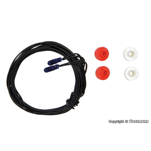 Viessmann 3506 Glühlampen blau T1/2, Ø 1,8 mm, 16 V, 30 mA, 2 Kabel, 2 Stück
