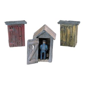 Woodland D214 3 Outhouses and Man (11pcs), H0
