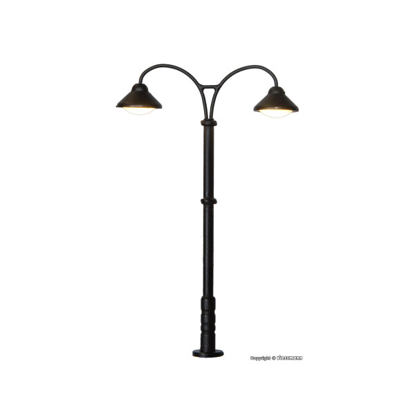 Viessmann 6909 Bahnsteigleuchte Baden-Baden doppelt, LED warmweiß, 54 mm hoch, TT