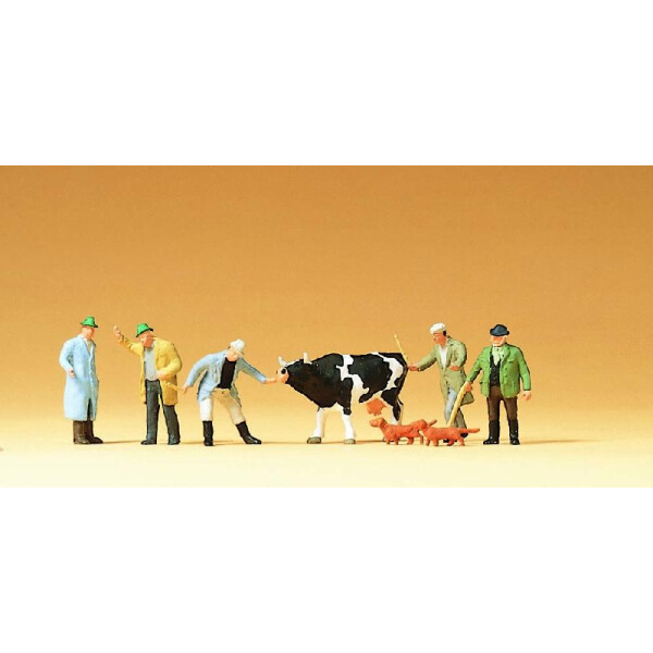 Preiser 75021 Cattle at market with figures, TT