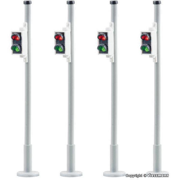 Viessmann 5096 Fußgängerampel, 4 Stück, nur passend zu 5095 Verkehrsampel, H0