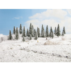 Noch 32828 Snow Fir Trees, 25 pieces, 3.5 - 9 cm high, Z-N