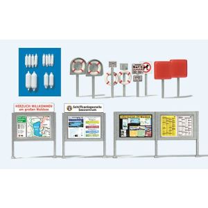 Preiser 17317 Information-displays, lifebelts, fenders, bathing signs. Kit, H0