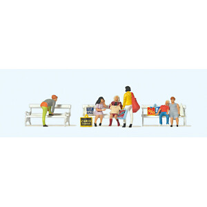 Preiser 10738 Einkaufende auf Parkbank, H0