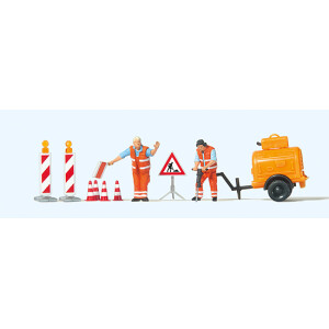 Preiser 10754 Straßenbauarbeiter mit Kompressor, H0