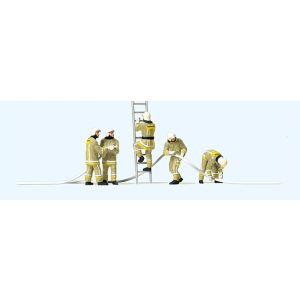 Preiser 10771 Feuerwehrmänner, Uniformfarbe beige, Löschangriff, H0