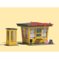 Auhagen 12340 Newspaper stand with telephone booth, H0/TT