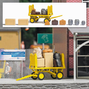 Busch 1646 Postal cart with luggage and barrels, H0