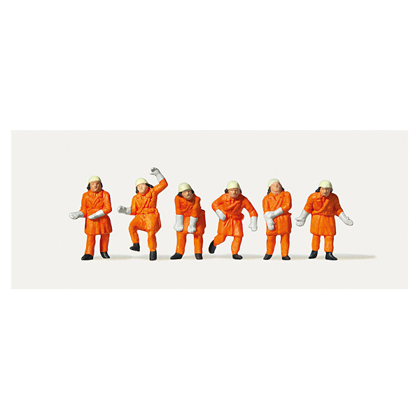 Merten 0212579 Feuerwehrleute, Einsatzkleidung orange, H0