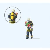 Preiser 28251 Feuerwehrmann, Kind rettend, Blaue Uniform, H0