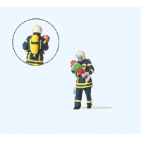 Preiser 28251 Feuerwehrmann, Kind rettend, blaue Uniform, H0