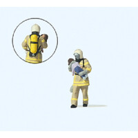 Preiser 28252 Feuerwehrmann, Kind rettend. Beige Uniform, H0